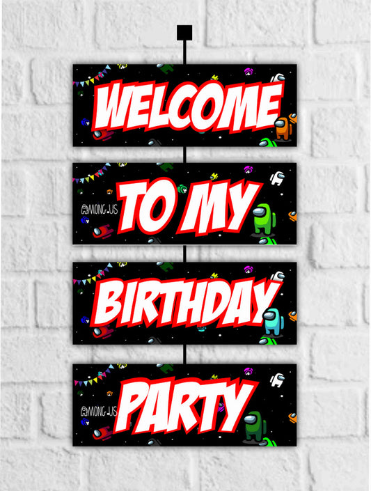 Among Us Theme Welcome Board Welcome to My Birthday Party Board for Door Party Hall Entrance Decoration Party Item for Indoor and Outdoor 2.3 feet