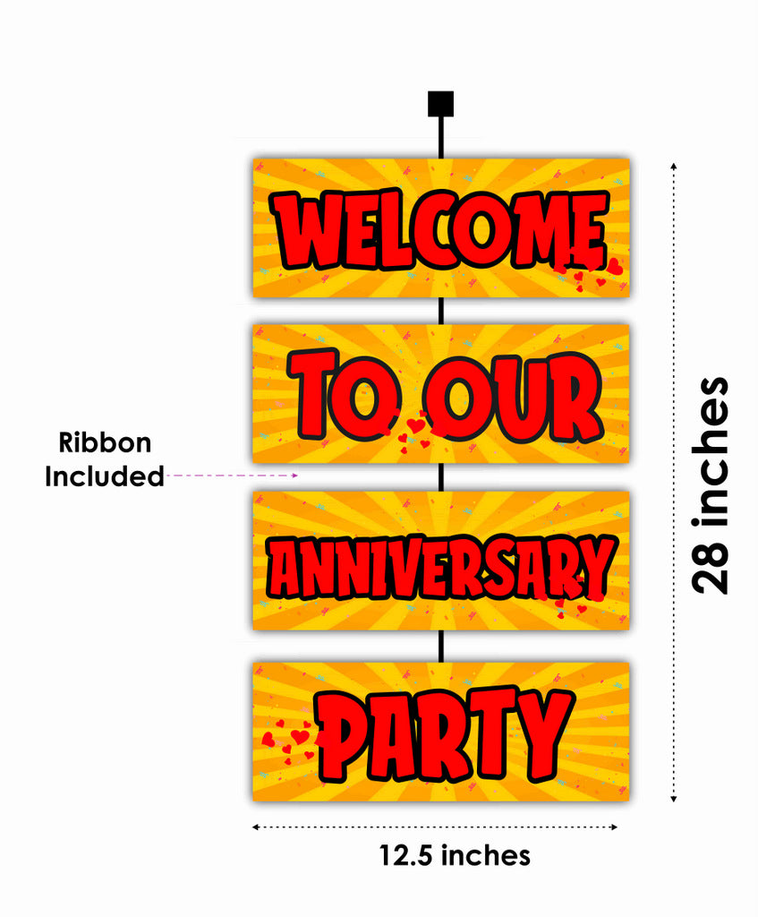 Anniversary Party Welcome Board Welcome to Our Anniversary Party Board for Door Party Hall Entrance Decoration Party Item for Indoor and Outdoor 2.3 feet