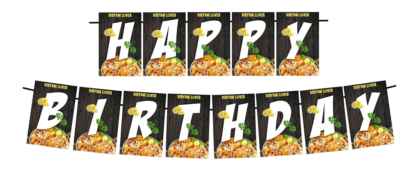 Biryani Food Lover Theme Happy Birthday Decoration Hanging and Banner for Photo Shoot Backdrop and Theme Party