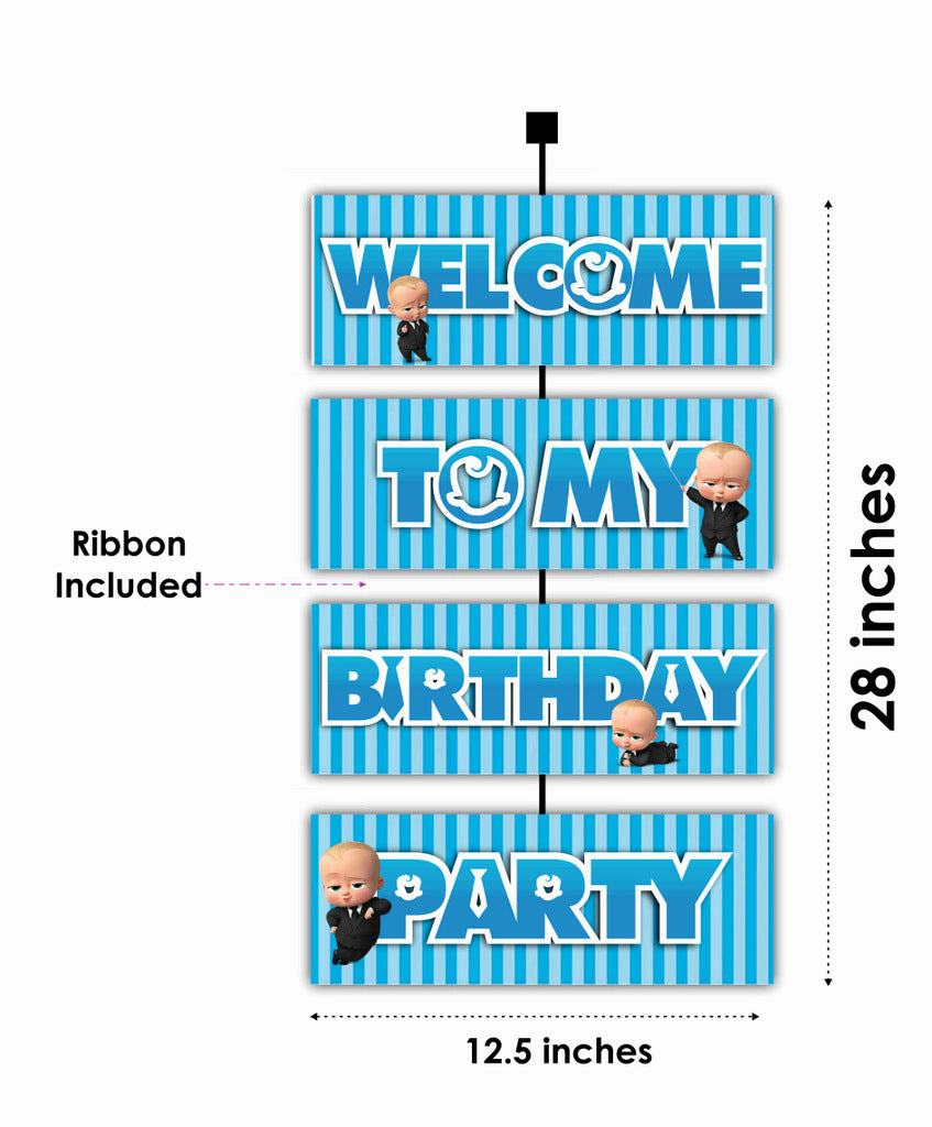 Boss Baby Theme Welcome Board Welcome to My Birthday Party Board for Door Party Hall Entrance Decoration Party Item for Indoor and Outdoor 2.3 feet