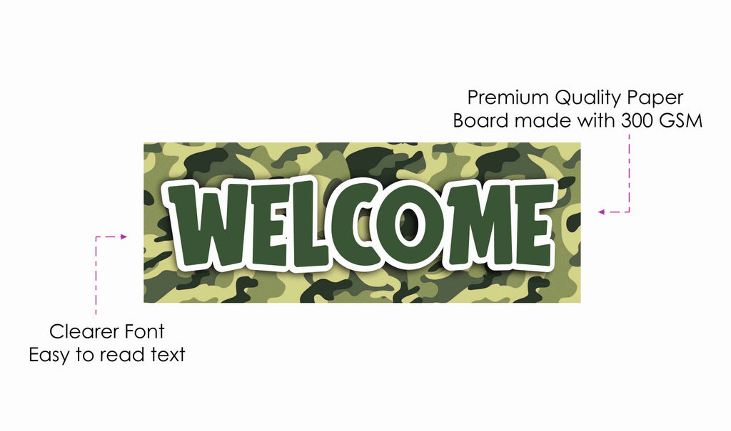 Camo Military Theme Welcome Board Welcome to My Birthday Party Board for Door Party Hall Entrance Decoration Party Item for Indoor and Outdoor 2.3 feet