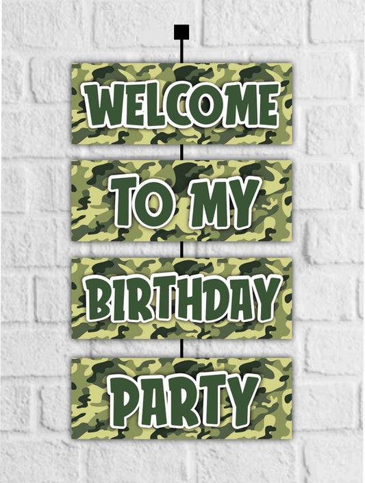 Camo Military Theme Welcome Board Welcome to My Birthday Party Board for Door Party Hall Entrance Decoration Party Item for Indoor and Outdoor 2.3 feet