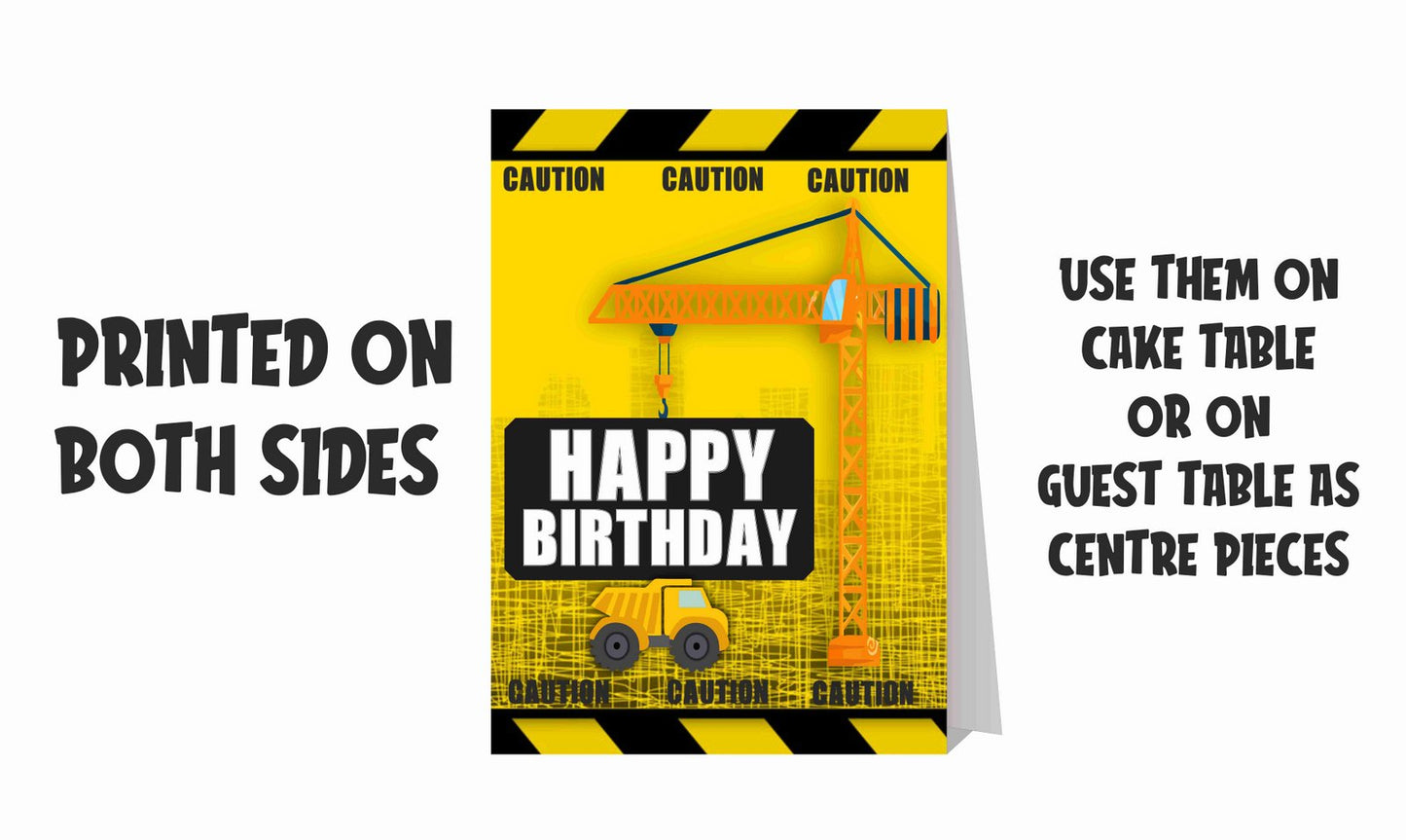 Construction Theme Cake Table and Guest Table Birthday Decoration Centerpiece Pack of 2
