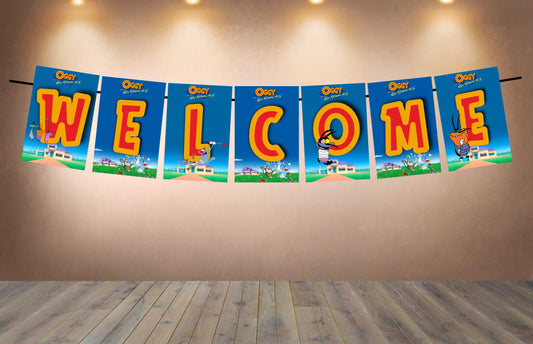 Oggy and Cockroaches Theme Welcome Banner for Party Entrance Home Welcoming Birthday Decoration Party Item