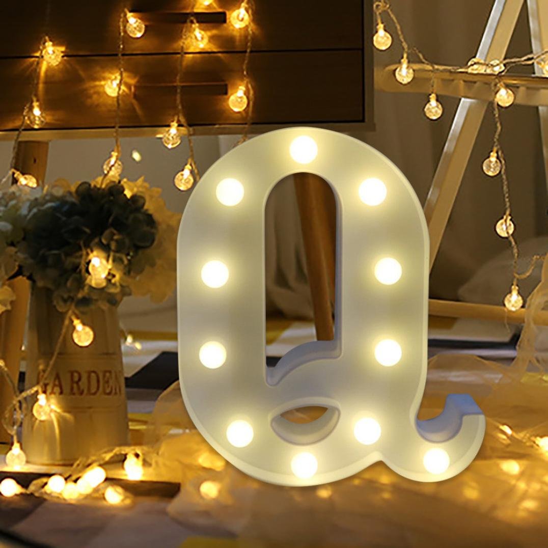 Alphabet Q LED Marquee Light Sign for Birthday Party Family Wedding Decor Walls Hanging