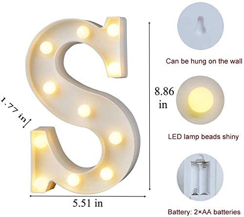 Alphabet S LED Marquee Light Sign for Birthday Party Family Wedding Decor Walls Hanging