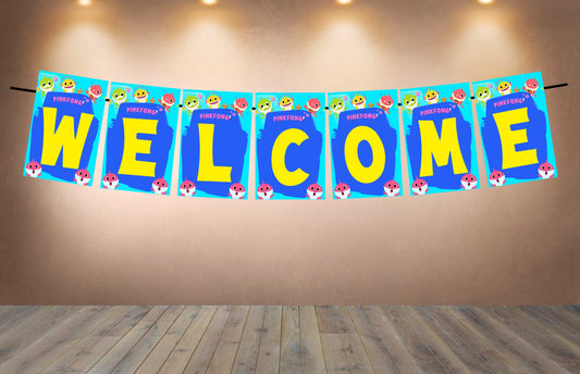 Baby Shark Theme Welcome Banner for Party Entrance Home Welcoming Birthday Decoration Party Item