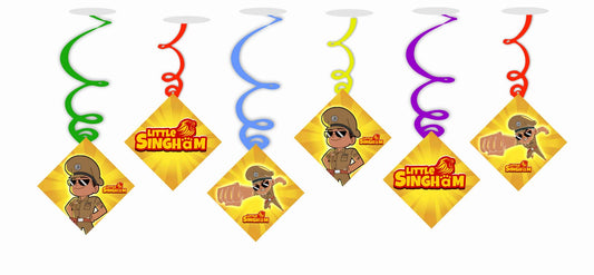 Little Singham Ceiling Hanging Swirls Decorations Cutout Festive Party Supplies (Pack of 6 swirls and cutout)