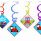 Train Ceiling Hanging Swirls Decorations Cutout Festive Party Supplies (Pack of 6 swirls and cutout)