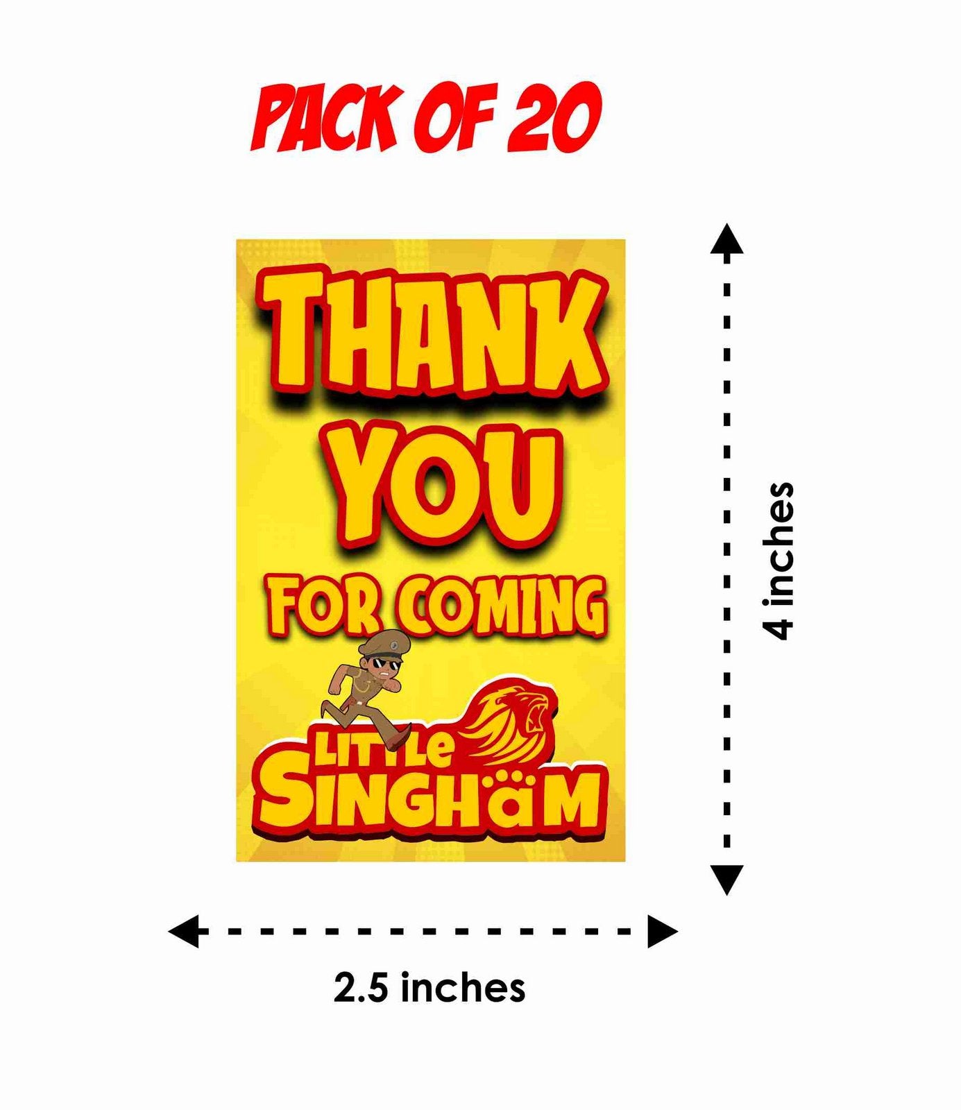 Little Singham Theme Return Gifts Thank You Tags Thank u Cards for Gifts 20 Nos Cards and Glue Dots
