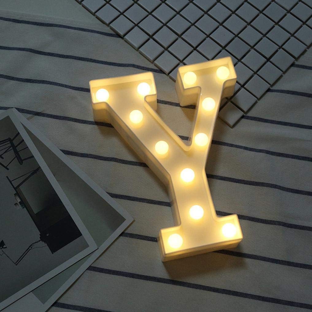 Alphabet Y LED Marquee Light Sign for Birthday Party Family Wedding Decor Walls Hanging