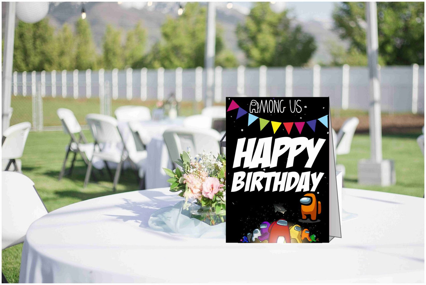 Among Us Theme Cake Table and Guest Table Birthday Decoration Centerpiece Pack of 2
