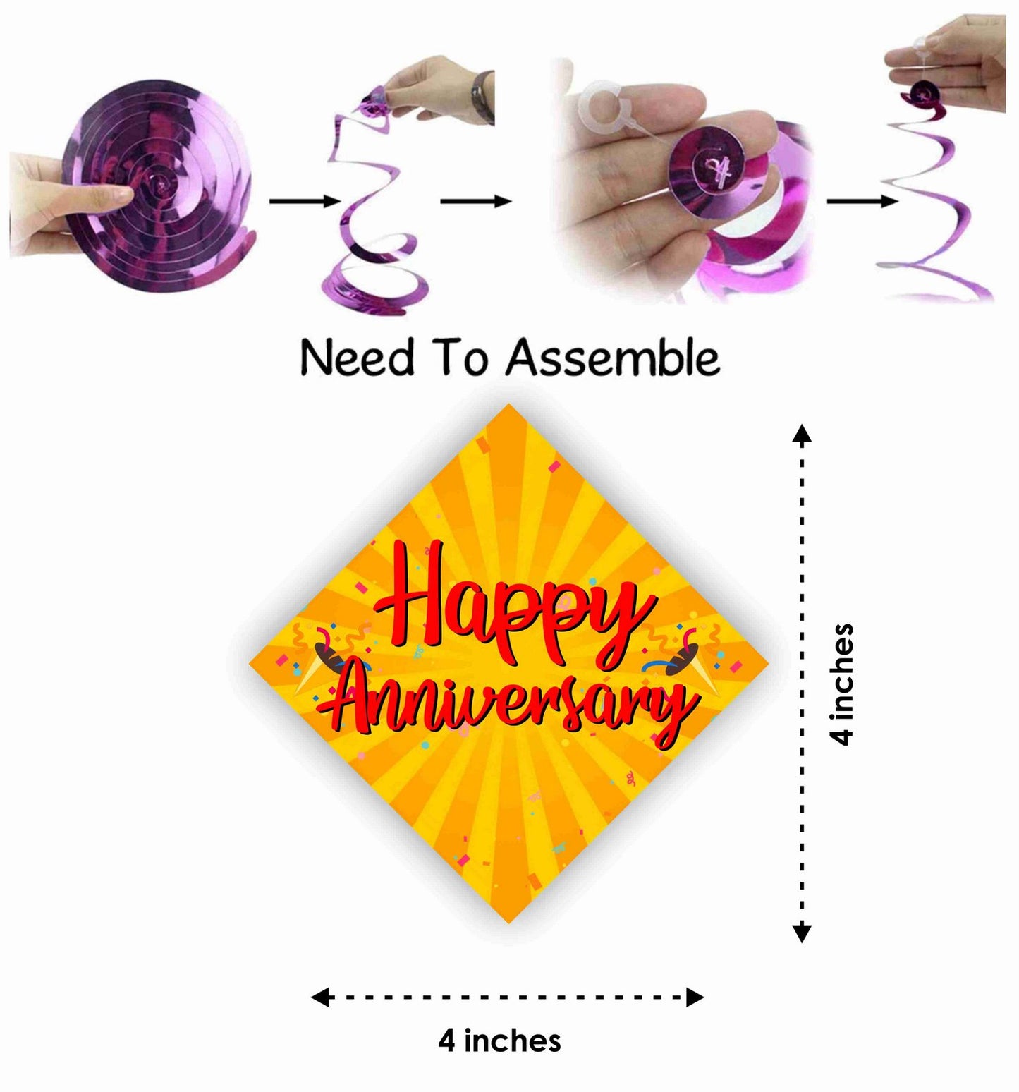 1st Anniversary Ceiling Hanging Swirls Decorations Cutout Festive Party Supplies (Pack of 6 swirls and cutout)
