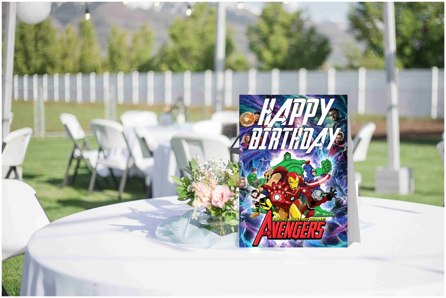 Super Hero Theme Cake Table and Guest Table Birthday Decoration Centerpiece Pack of 2