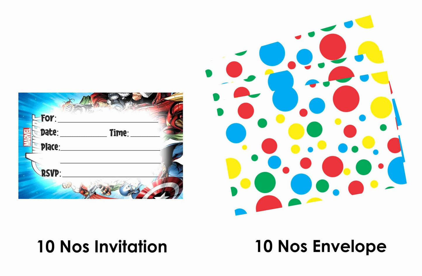 Superhero Theme Children's Birthday Party Invitations Cards with Envelopes - Kids Birthday Party Invitations for Boys or Girls,- Invitation Cards (Pack of 10)