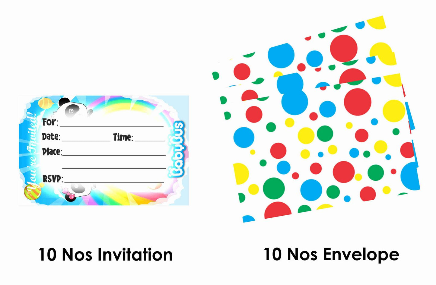Baby Bus Theme Children's Birthday Party Invitations Cards with Envelopes - Kids Birthday Party Invitations for Boys or Girls,- Invitation Cards (Pack of 10)