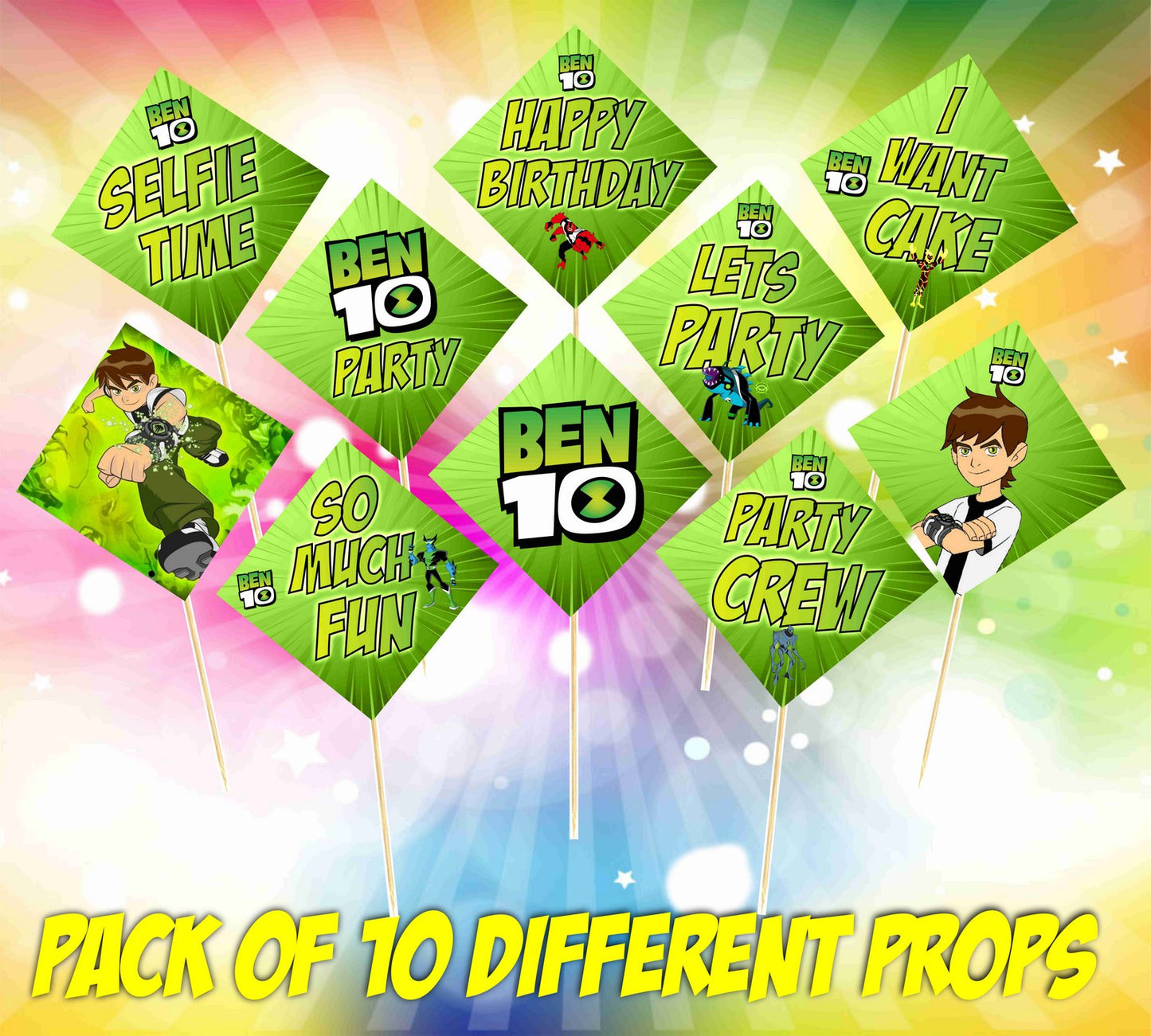 Ben10 Birthday Photo Booth Party Props Theme Birthday Party Decoration, Birthday Photo Booth Party Item for Adults and Kids