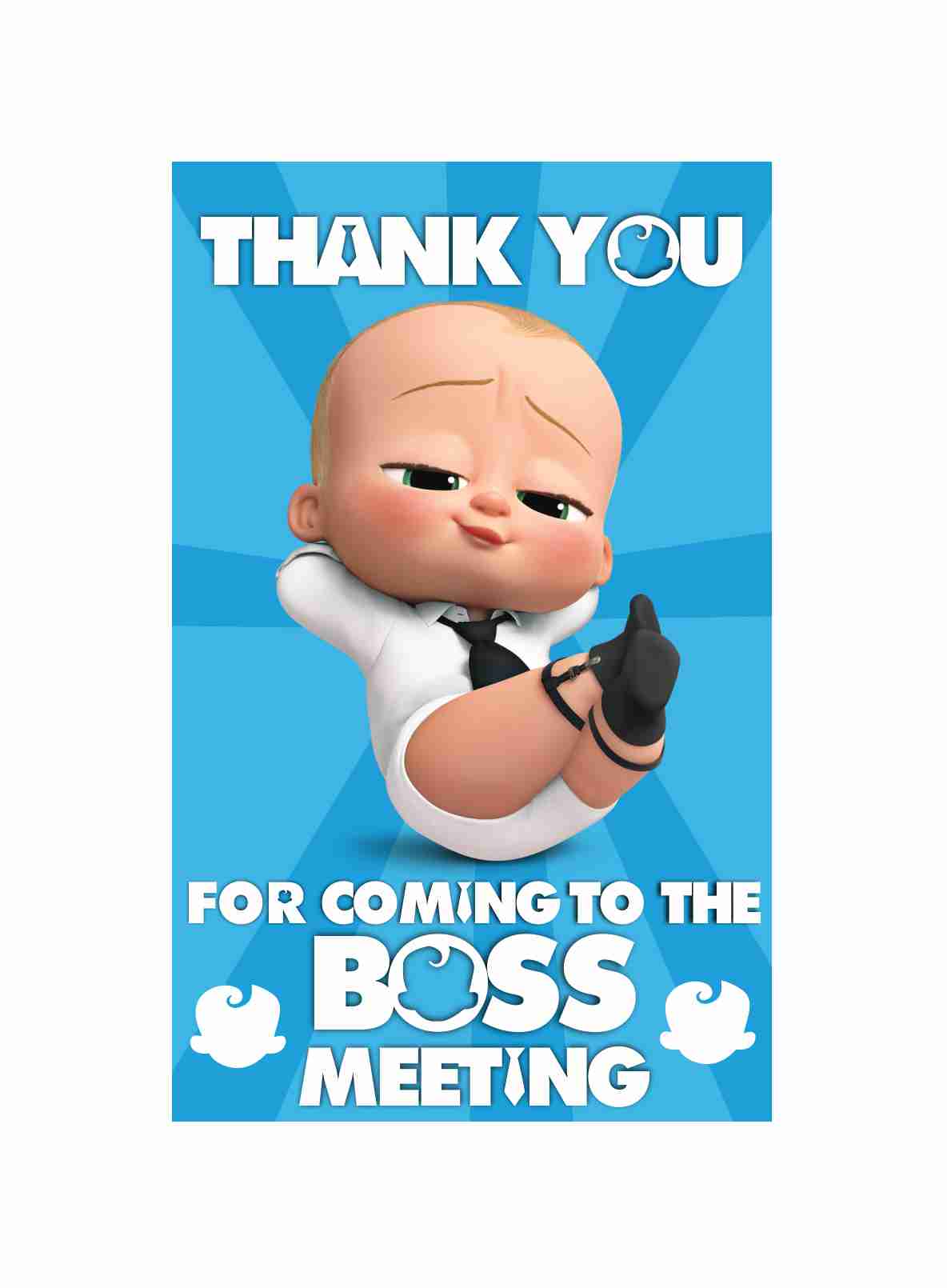 Boss Baby theme Return Gifts Thank You Tags Thank u Cards for Gifts 20 Nos Cards and Glue Dots - Balloonistics