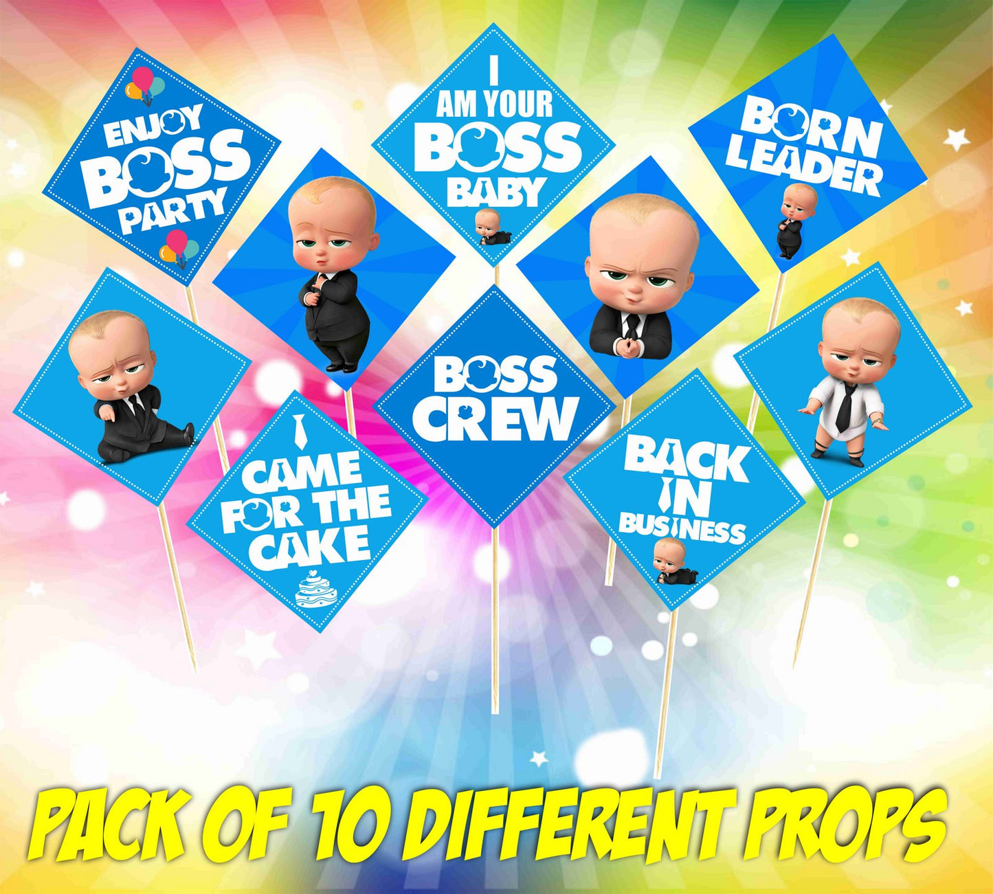 Boss Baby Birthday Photo Booth Party Props Theme Birthday Party Decoration, Birthday Photo Booth Party Item for Adults and Kids