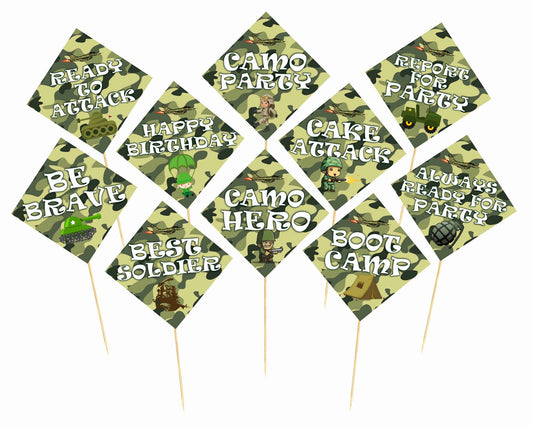 Camo Military Birthday Photo Booth Party Props Theme Birthday Party Decoration, Birthday Photo Booth Party Item for Adults and Kids