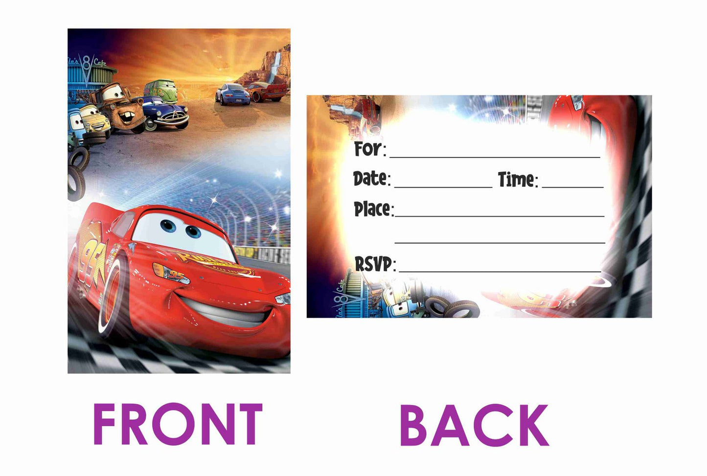 Cars Theme Children's Birthday Party Invitations Cards with Envelopes - Kids Birthday Party Invitations for Boys or Girls,- Invitation Cards (Pack of 10)