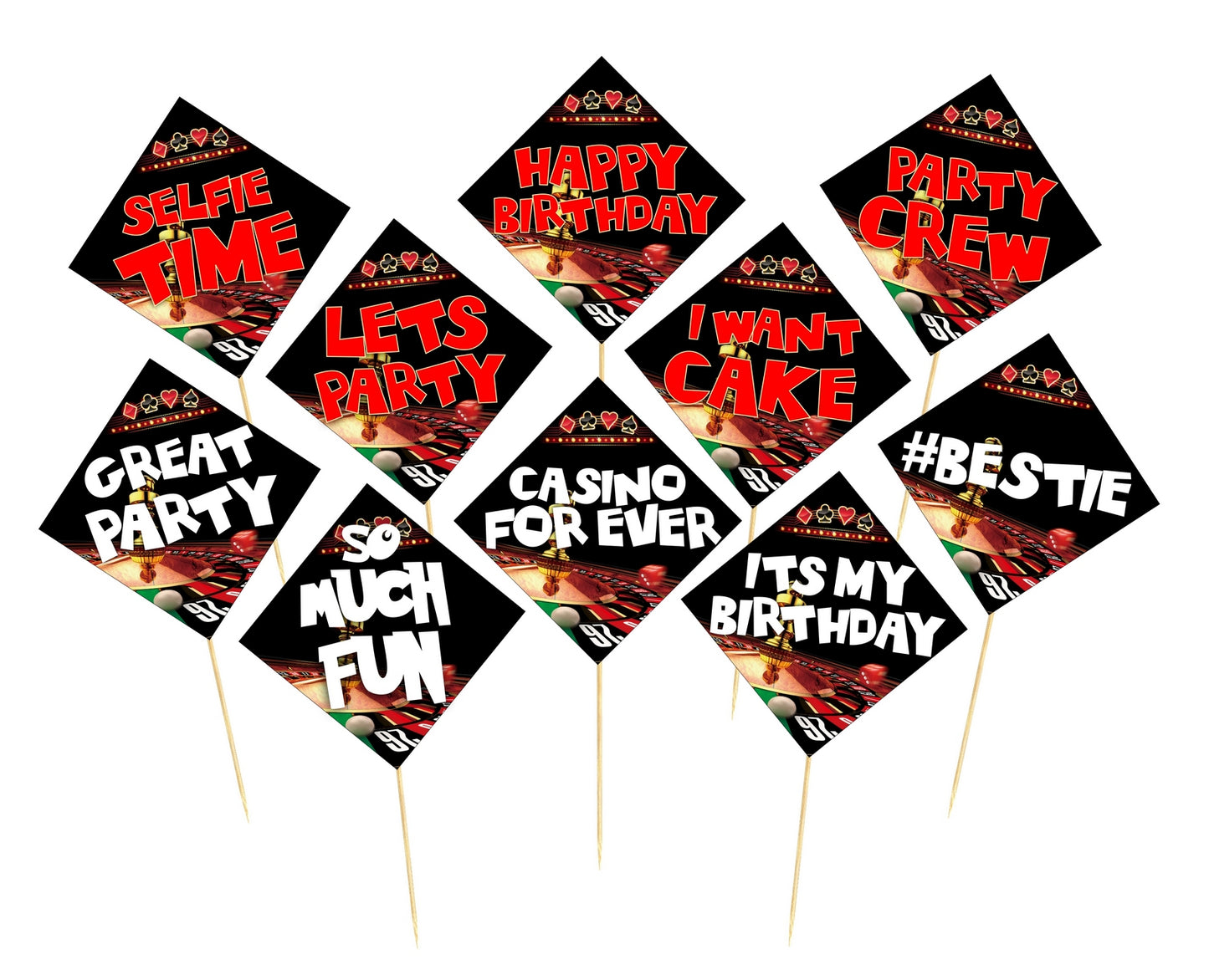 Casino Poker Theme Birthday Photo Booth Party Props Theme Birthday Party Decoration, Birthday Photo Booth Party Item for Adults and Kids