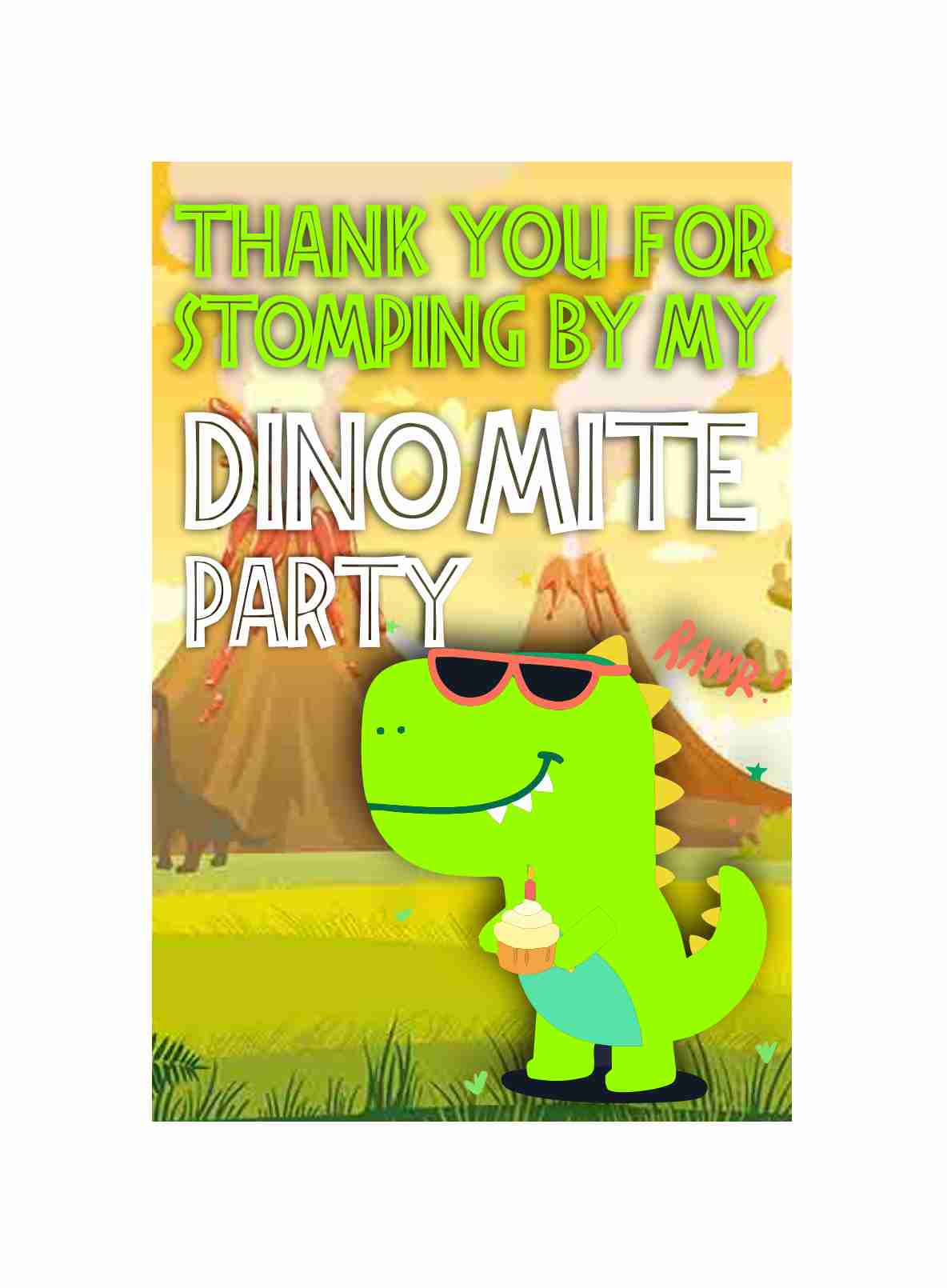 Dinosaur theme Return Gifts Thank You Tags Thank u Cards for Gifts 20 Nos Cards and Glue Dots