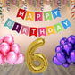 Number  6 Gold Foil Balloon and 25 Nos Pink and Purple Color Latex Balloon and Happy Birthday Banner Combo