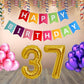 Number 37  Gold Foil Balloon and 25 Nos Pink and Purple Color Latex Balloon and Happy Birthday Banner Combo