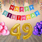 Number 49  Gold Foil Balloon and 25 Nos Pink and Purple Color Latex Balloon and Happy Birthday Banner Combo