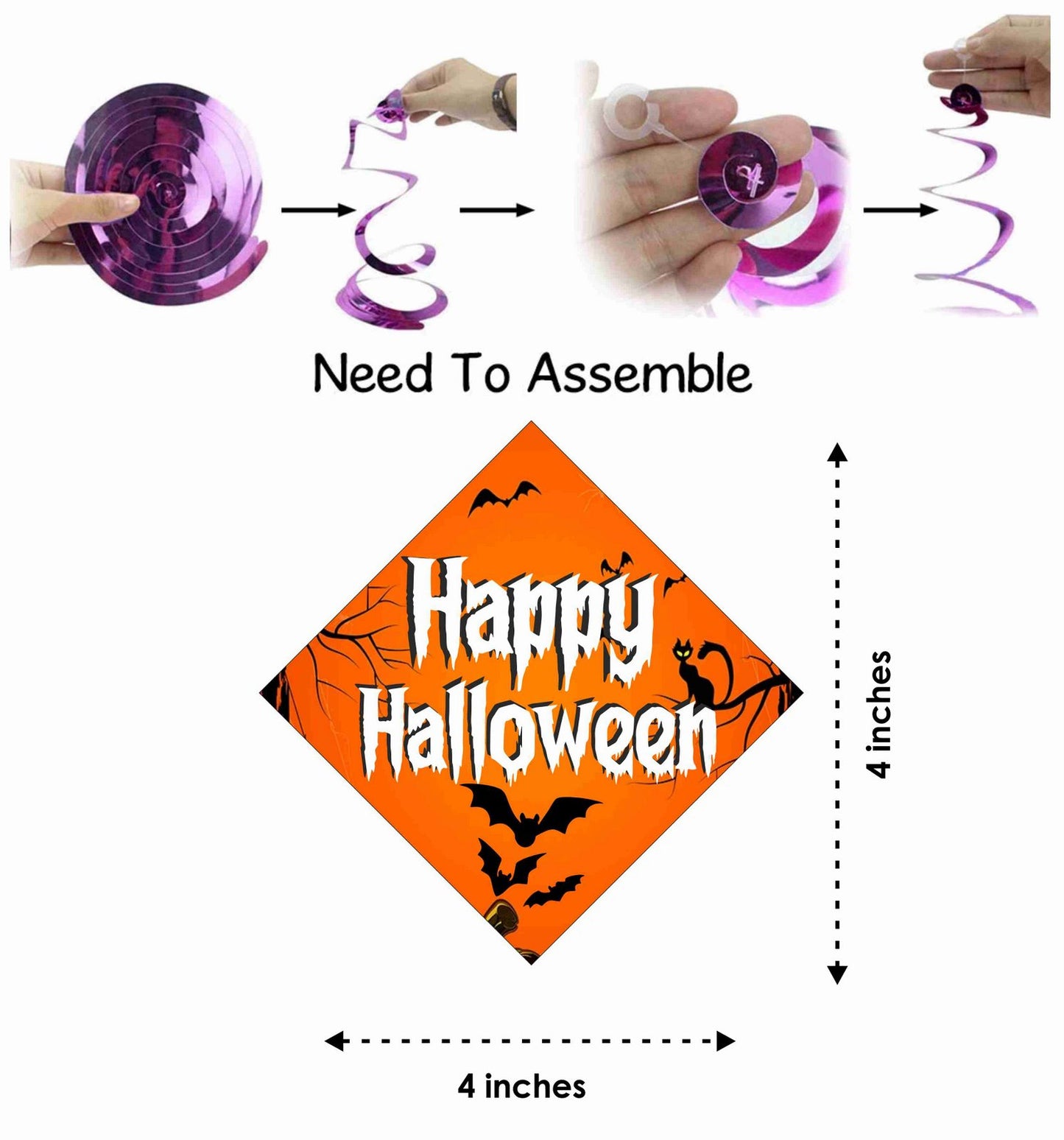 Halloween Ceiling Hanging Swirls Decorations Cutout Festive Party Supplies (Pack of 6 swirls and cutout)
