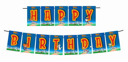 Oggy and Cockroaches Theme Happy Birthday Decoration Hanging and Banner for Photo Shoot Backdrop and Theme Party