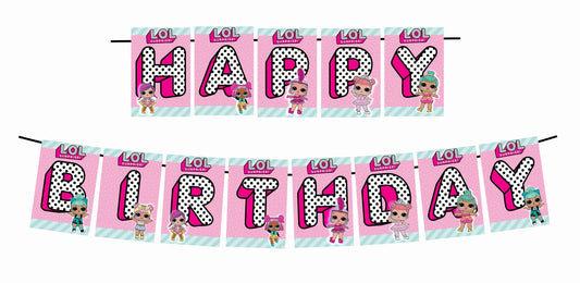 LOL Theme Happy Birthday Decoration Hanging and Banner for Photo Shoot Backdrop and Theme Party