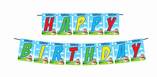 Shinchan Theme Happy Birthday Decoration Hanging and Banner for Photo Shoot Backdrop and Theme Party