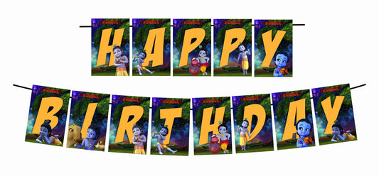 Little Krishna Theme Happy Birthday Decoration Hanging and Banner for Photo Shoot Backdrop and Theme Party
