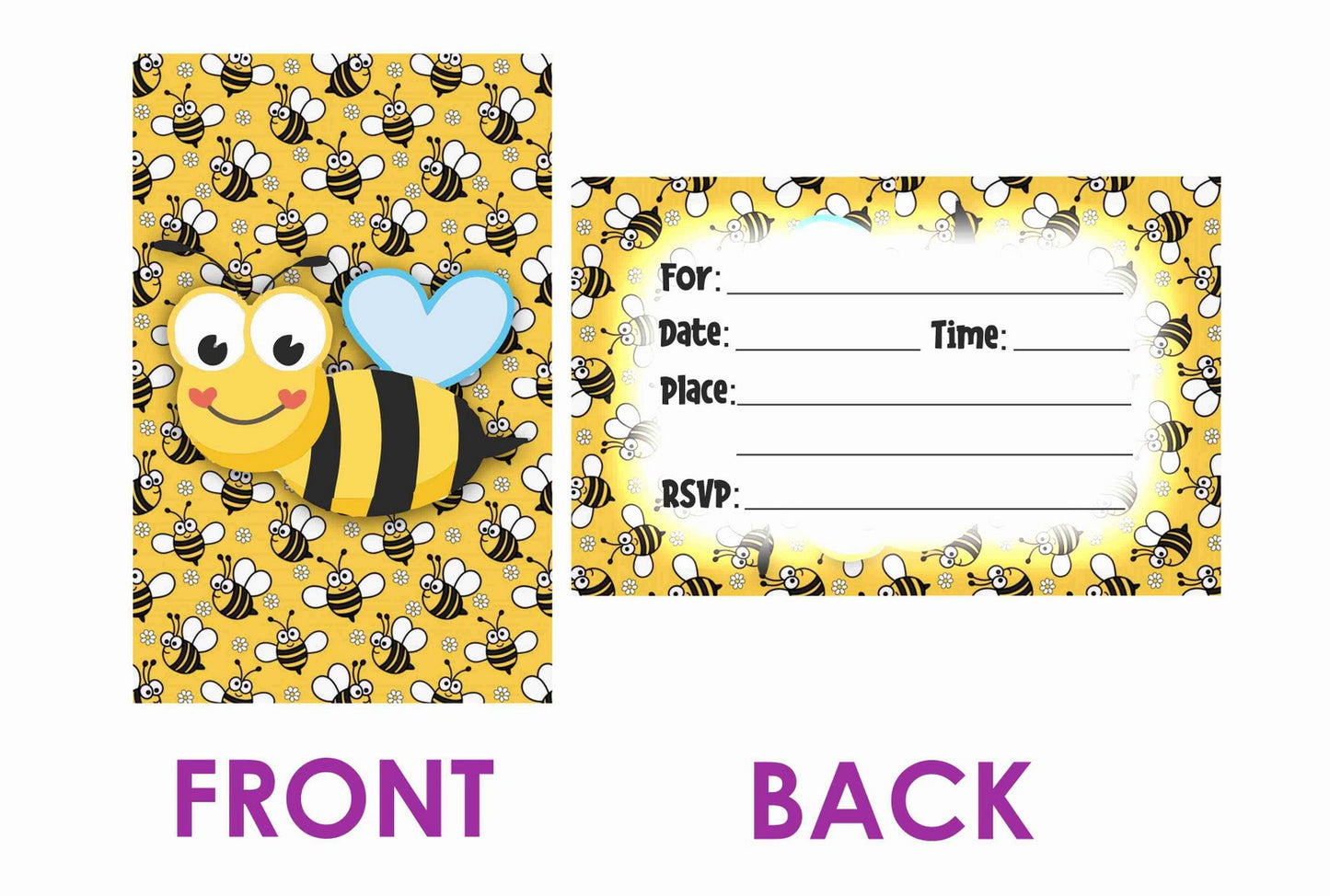 Honey Bee Theme Children's Birthday Party Invitations Cards with Envelopes - Kids Birthday Party Invitations for Boys or Girls,- Invitation Cards (Pack of 10)