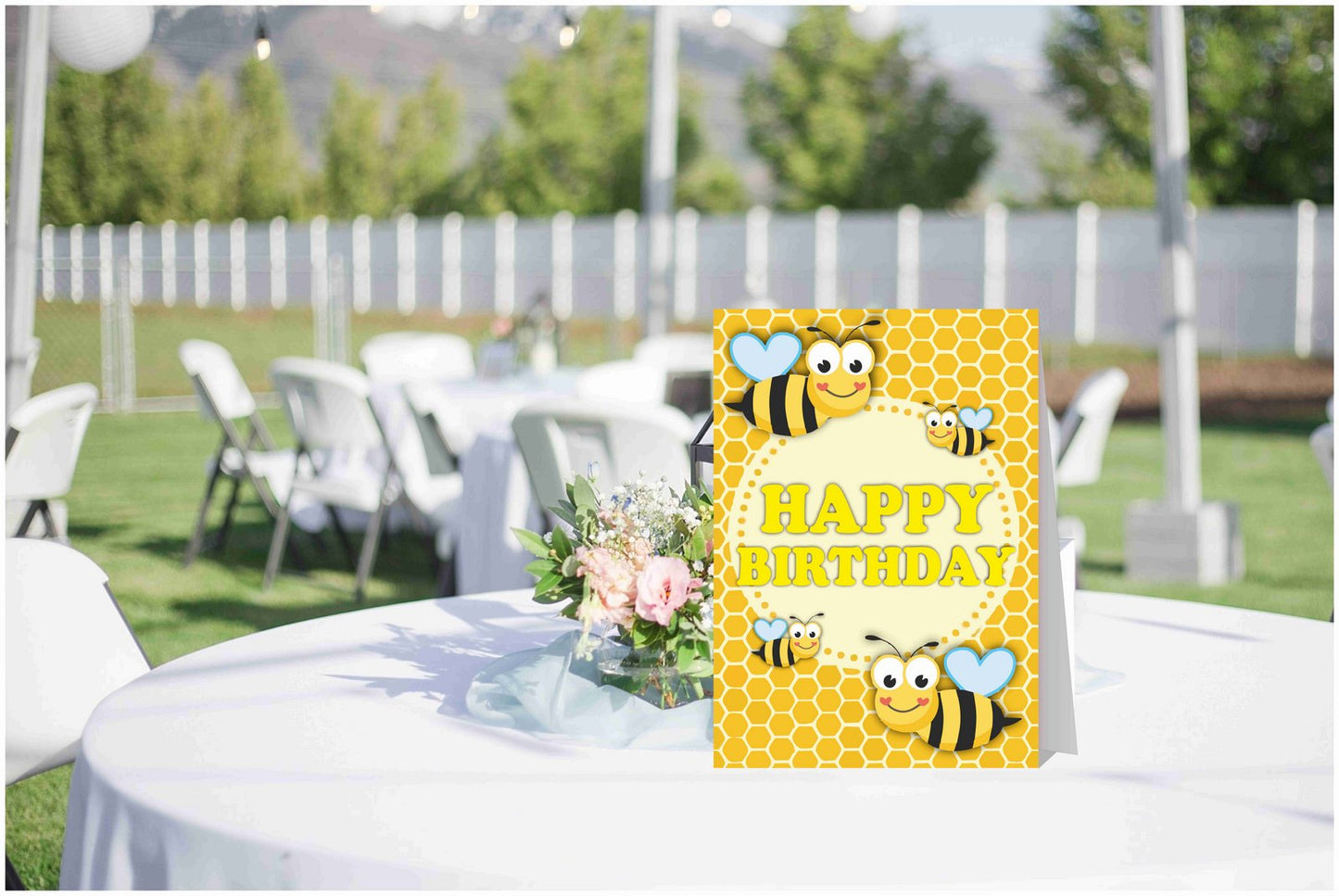 Honeybee Theme Cake Table and Guest Table Birthday Decoration Centerpiece Pack of 2