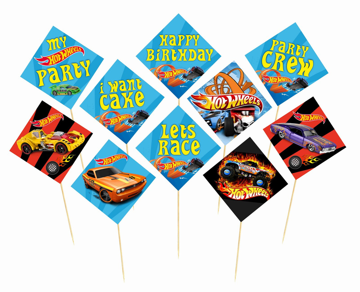 Hot Wheels Theme Birthday Photo Booth Party Props Theme Birthday Party Decoration, Birthday Photo Booth Party Item for Adults and Kids