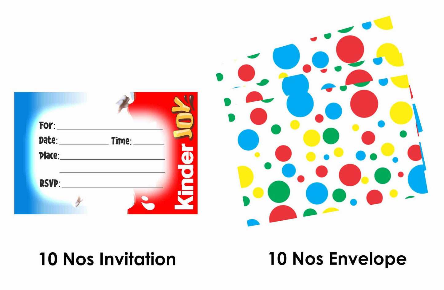 Kinderjoy Theme Children's Birthday Party Invitations Cards with Envelopes - Kids Birthday Party Invitations for Boys or Girls,- Invitation Cards (Pack of 10)