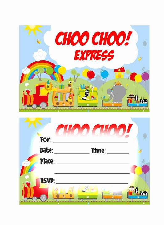 Train Theme Children's Birthday Party Invitations Cards with Envelopes - Kids Birthday Party Invitations for Boys or Girls,- Invitation Cards (Pack of 10)