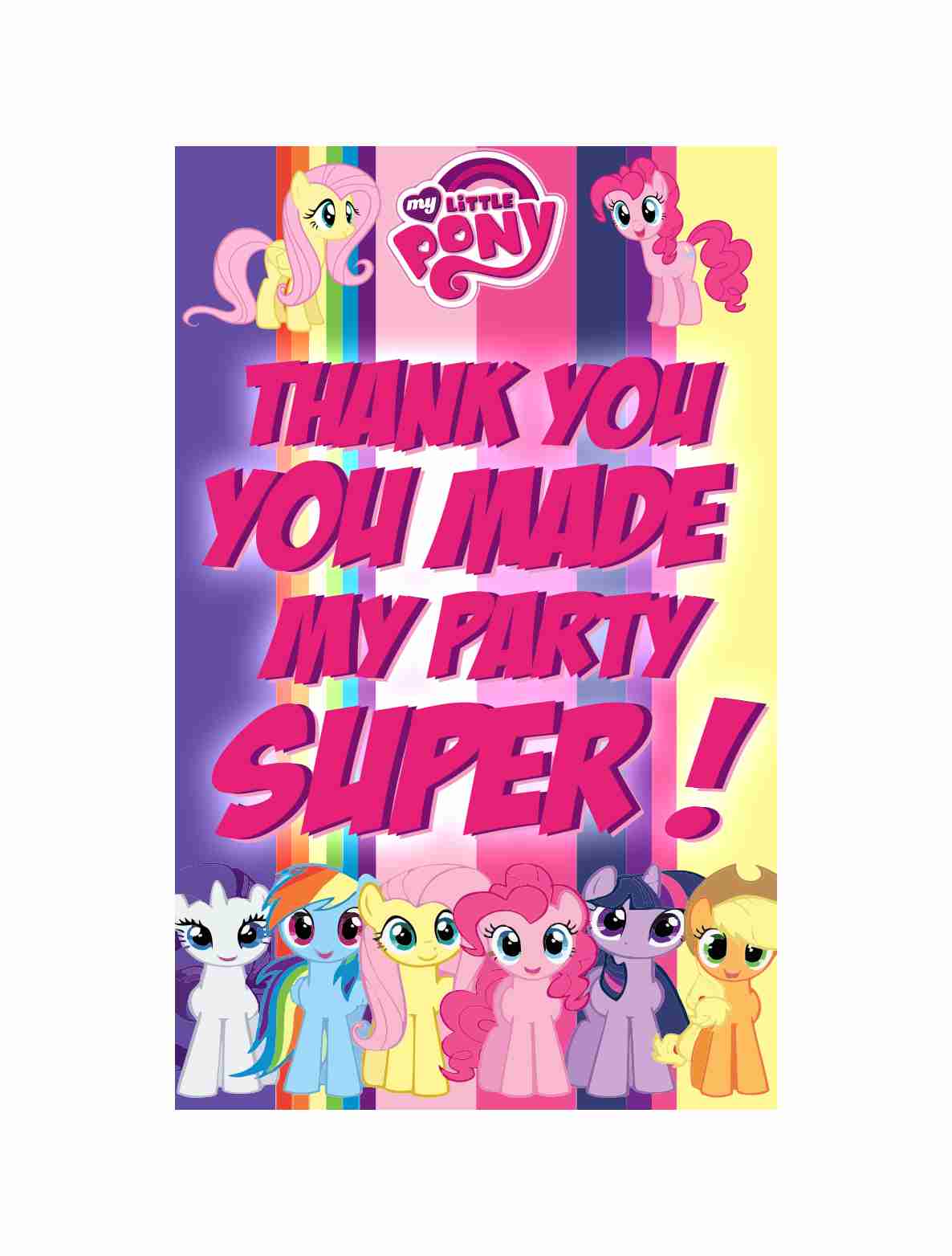 Little Pony theme Return Gifts Thank You Tags Thank u Cards for Gifts 20 Nos Cards and Glue Dots