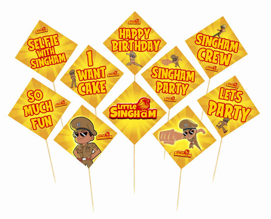 Little Singham Theme Birthday Photo Booth Party Props Theme Birthday Party Decoration, Birthday Photo Booth Party Item for Adults and Kids
