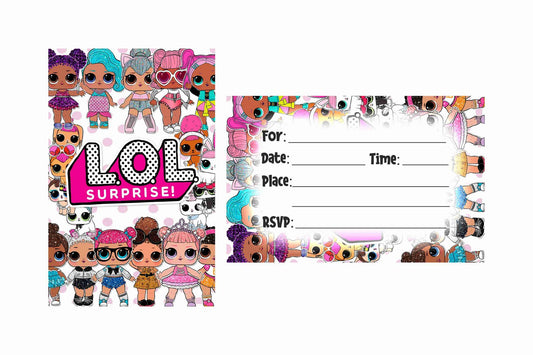 LOL Theme Children's Birthday Party Invitations Cards with Envelopes - Kids Birthday Party Invitations for Boys or Girls,- Invitation Cards (Pack of 10)