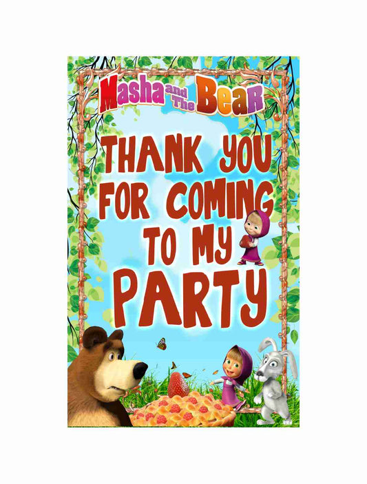 Masha Bear theme Return Gifts Thank You Tags Thank u Cards for Gifts 20 Nos Cards and Glue Dots