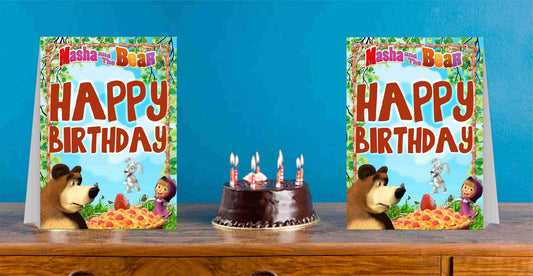 Masha Bear Theme Cake Table and Guest Table Birthday Decoration Centerpiece Pack of 2