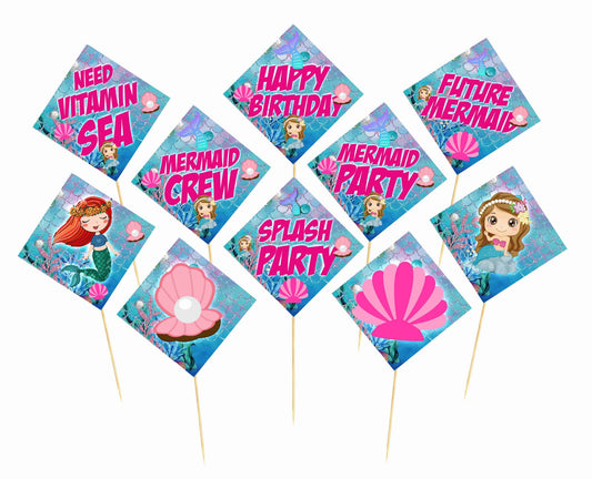 Mermaid Theme Birthday Photo Booth Party Props Theme Birthday Party Decoration, Birthday Photo Booth Party Item for Adults and Kids