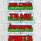 Minecraft Theme Welcome Board Welcome to My Birthday Party Board for Door Party Hall Entrance Decoration Party Item for Indoor and Outdoor 2.3 feet