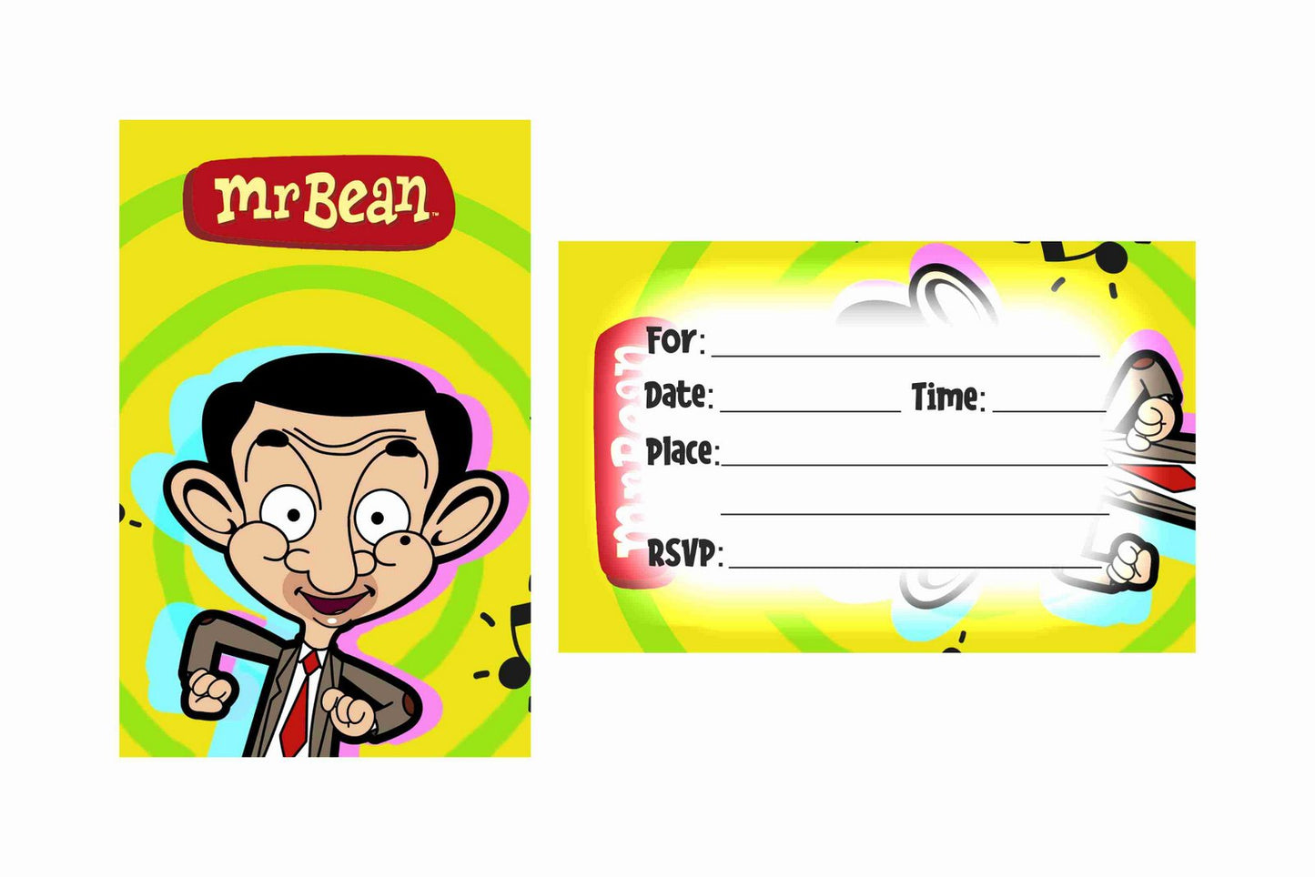 Mr Bean Theme Children's Birthday Party Invitations Cards with Envelopes - Kids Birthday Party Invitations for Boys or Girls,- Invitation Cards (Pack of 10)