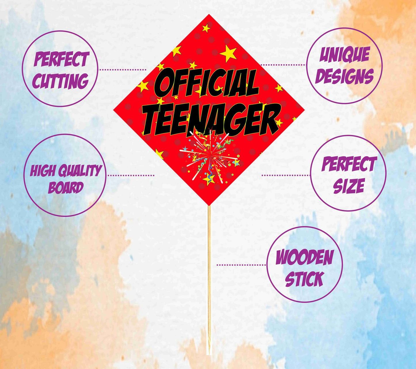 Official Teenagers Birthday Photo Booth Party Props Teen Birthday Party Decoration Photo Booth Party Item for Adults and Kids (Pack of 10)