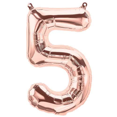 Number 5 Rose Gold Foil Balloon 16 Inches - Balloonistics